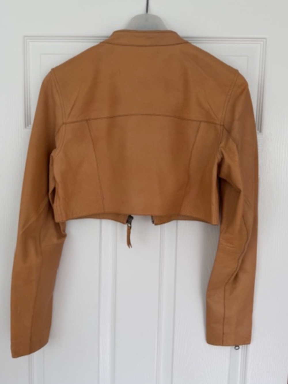 JKT Cropped Vespa Patina Leather Jacket in Au Lait Size M NWT - Picture 9 of 10